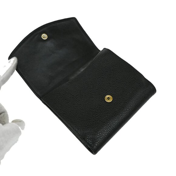 CHANEL CC Logo Bifold Compact Wallet Grained Calfskin Leather Black 83RF502 - Picture 8 of 13